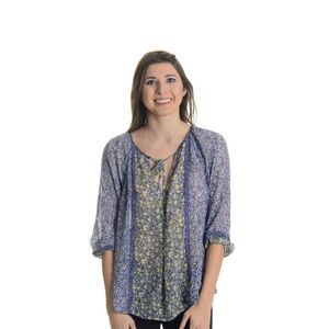 NEW Joie Gloria C Floral Split Neck Peasant Blouse